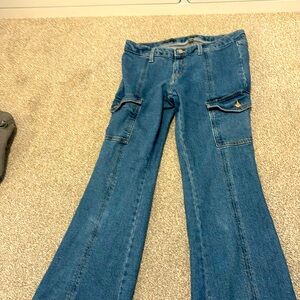 flared blue jeans low waist